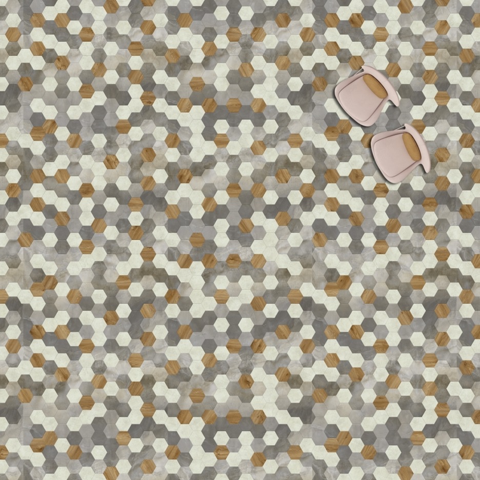  Topshots of White, Grey, Brown Hexagon 348 from the Moduleo Moods collection | Moduleo